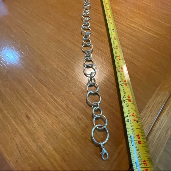 Interlocking Circles Chunky Necklace Brushed Gold Adjustable Links - Picture 3 of 3